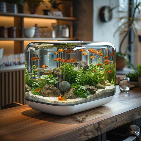 Small Aquarium Inspirations Fo Trendy Aquatic Designs! Beta Aquarium, Aquarium Waterfall, Tank Terrarium, Small Water Gardens, Small Aquarium, Tank Plants, Aquarium Garden, Fish Tank Terrarium, Amazing Aquariums