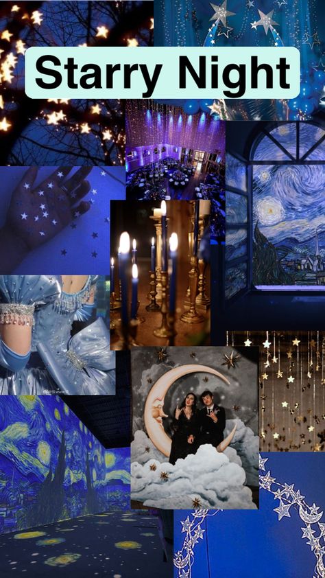 Under The Stars Prom Decoration, Prom Theme Under The Stars, Starry Night School Dance Theme, A Night In The Stars Theme, Prom Themes Starry Night Decoration Party Ideas, Winter Ball School Dance, Starry Night In Paris Theme, Homecoming Dance Ideas Theme, Winter Homecoming Themes