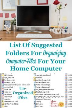 List of suggested folders and sub-folders for organizing computer files on your home computer {on Home Storage Solutions 101} #OrganizeComputerFiles #OrganizeComputer #OrganizingComputerFiles Computer Files Organization Ideas, Computer File Organization, Organization Documents, Organize Computer Files, Folder Inspiration, Computer Organization, Computer Maintenance, Office Storage Solutions, Computer File