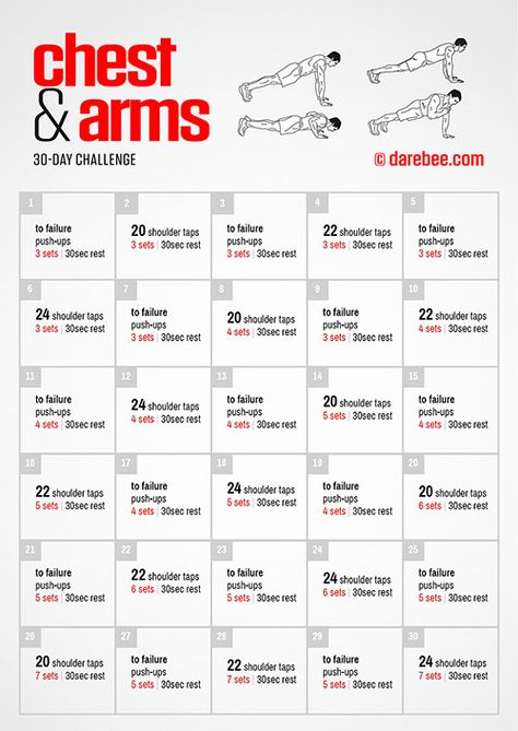 CHEST & ARMS CHALLENGE | DAREBEE | #darebee #30daychallenge #fitnesschallenge #arms #chest #chestworkouts #strengthtraining #bodyweightworkout #bodyweighttraining #athomeworkouts #fitness #noexcuses Arms Challenge, Month Workout Challenge, Chest Workout For Men, Arm Challenge, Gym Challenge, Gym Workout Chart, 30 Day Fitness, Planet Fitness, 30 Day Workout Challenge