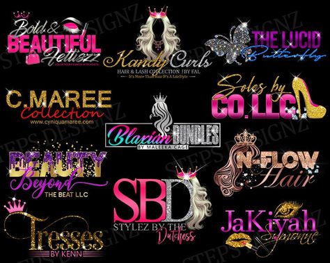 Hair Salon Names, Hair Logo Design, Professional Signature, Unique Business Names, Hair Stylist Logo, Logo Hair, Logo Feminine, Handwritten Typography, Hair Logo