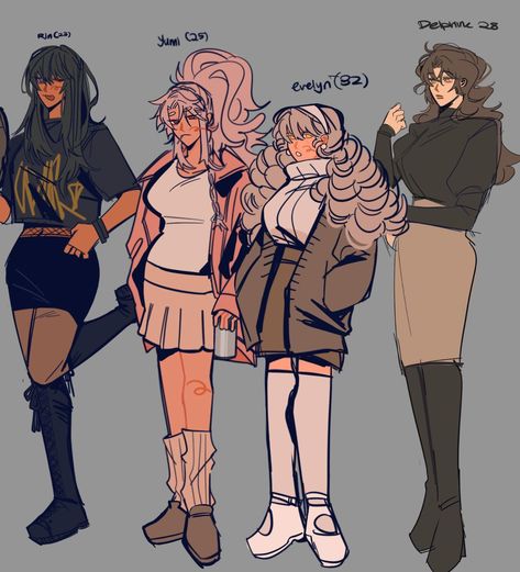 Women ocs augh n snuck in hansuke bc his old face bothered me lol #digitalart #digitalartist #ocs #originalcharacter #artfight #art #artwork #drawing #digitaldrawing #digital #oc #digitalpainting #digitalartwork Head Tilt Down Reference, Spoiled Brat Character Design, Girl Ocs Art, Standing With Hands In Pockets Reference, Korean Oc Art, Con Artist Character, Oc Au Ideas, Poses For Ocs, 90s Oc