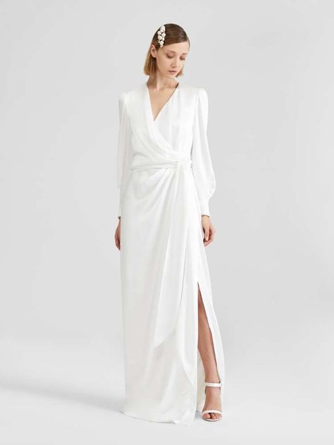 Satin Dress White, Max Mara Bridal, Stile Boho Chic, Bridal Headwear, Minimal Chic, Monique Lhuillier, Mother Of The Groom, Satin Dress, Max Mara