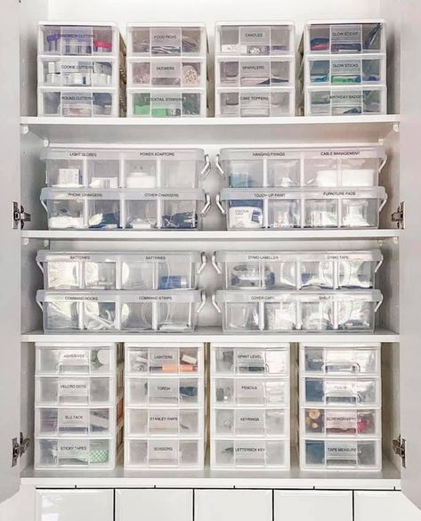 A HIGHLY organised mum-of-three has shocked people online after transforming her junk cupboard into a neat space with labels for everything.  Australian-based Lyndall shared on Facebook how she arranged the cupboard using budget drawers so all her small items had a place.  Posting to the Organising Ideas Australia Facebook group, Lyndall said: “What do you […] Junk Organization, Organised Mum, Medicine Cabinet Organization, Medication Storage, Medicine Organization, House Organisation, Furniture Pads, Home Organisation, Laundry Room Organization