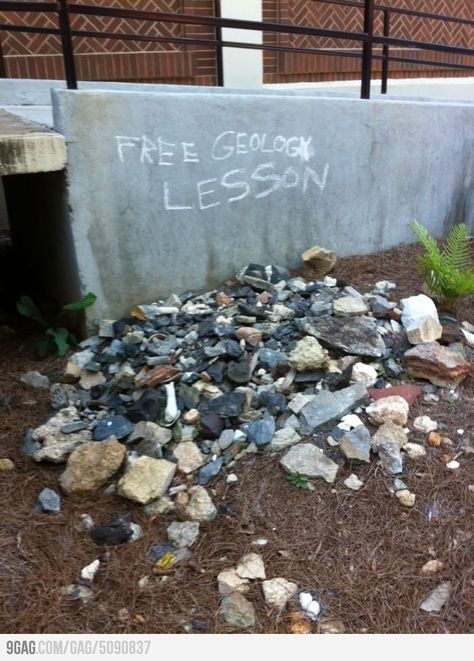 My friend stumbled on this behind the Geology building Geology Lessons, Geology Humor, Rock Tumbler, Earth And Space Science, Geology Rocks, Funny Science Jokes, Science Jokes, Earth From Space, Space Science