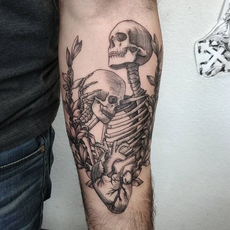 Hugging Skeleton Tattoo, Embracing Skeletons Tattoo, Saving Lives Tattoo, Complimentary Couple Tattoos, Two Skeletons Tattoo, Matching Sleeve Tattoos, Two Skeletons In Love Tattoo, I Love You Skeleton Hand Tattoo, Skeleton Couple Tattoo Romantic