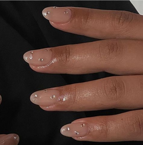 Clear Gel Nails, Gem Nail Designs, Natural Gel Nails, Short Gel Nails, Swarovski Nails, Nails Design With Rhinestones, Pearl Nails, Gem Nails, Bridal Nails