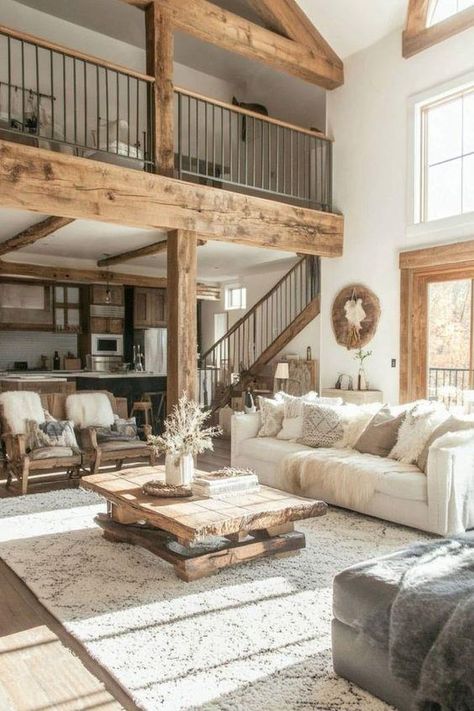 Rustic Living Room Sectional, Farmhouse Inspo Living Room, Comfy Country Living Room, Vintage Home Design Ideas, Southern House Interior Design, Rustic Cream Living Room, Home Inspiration Living Room Cozy, White Farmhouse Interior Design, Living Room Designs Warm Color Schemes