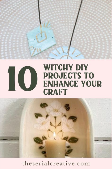 🔮 Unleash your inner witch with these 10 witchy DIY projects! Each handcrafted item will add a magical touch to your home ✨. Perfect for every practitioner! 🌙 Diy Wiccan Crafts Homemade, Witchy Activities With Friends, Witch Gifts Diy, Crafts For Witches, Air Dry Clay Witchy Projects, Witchcraft Diy Crafts, Witchy Decor Aesthetic, Clay Witchy Crafts, Witchy Sewing Projects