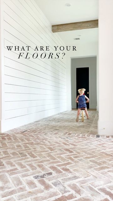 Brick Herringbone Floor, Brick Tile Floor, Herringbone Brick Floor, Lime Wash Brick, Brick Bathroom, Brick Floors, Brick Porch, Mudroom Flooring, Brick Look Tile