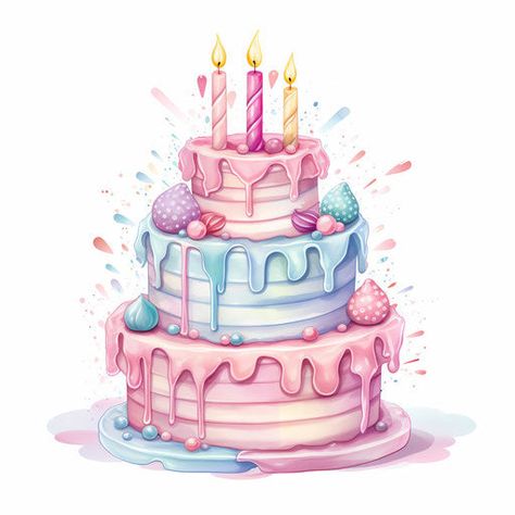 Birthday Cake Clipart in Pastel Colors Art Style: 4K Vector Clipart Birthday Cake Graphic, Free Birthday Clipart, Birthday Cake Clipart, Clip Art Birthday, 24th Birthday Cake, Birthday Cake Illustration, Cake Png, Pastel Colors Art, Cake Clipart