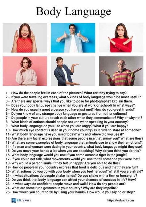 body language questions Speaking Challenge, English Language Learning Activities, Speaking Topics, Speaking Activities English, Speaking Cards, English Talk, General English, English Magazine, Conversation Questions