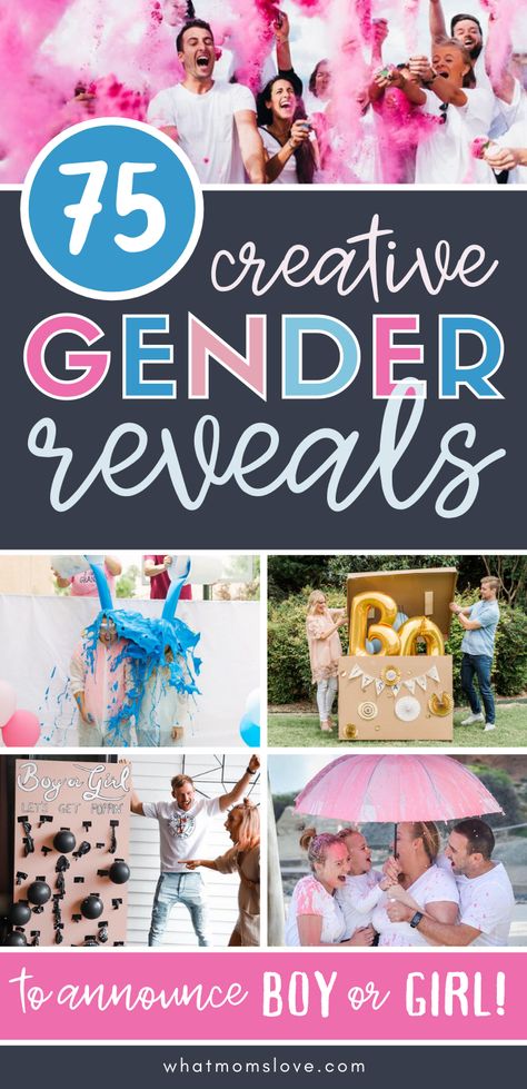 Unique Gender Reveal Ideas | These cute ways to find out baby's gender are fun for a party or simple family gathering #genderreveal Gender Reveal When Parents Know, Gender Reveal Ideas To Reveal, How To Do A Gender Reveal, Gender Reveal Ideas For Revealing, Gender Reveal By Sibling, Announcing Gender To Family, Ways To Do Gender Reveal, Gender Reveal Ways To Reveal, Online Gender Reveal Ideas