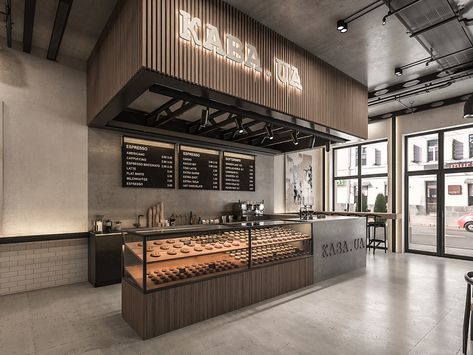 Gym Coffee Shop Design, Cashier Counter Design, Gym Cafe, Industrial Coffee Shop, Cafe Bar Interior, Restaurant Exterior Design, Loft Style Interior, Coffee House Design, Resto Bar