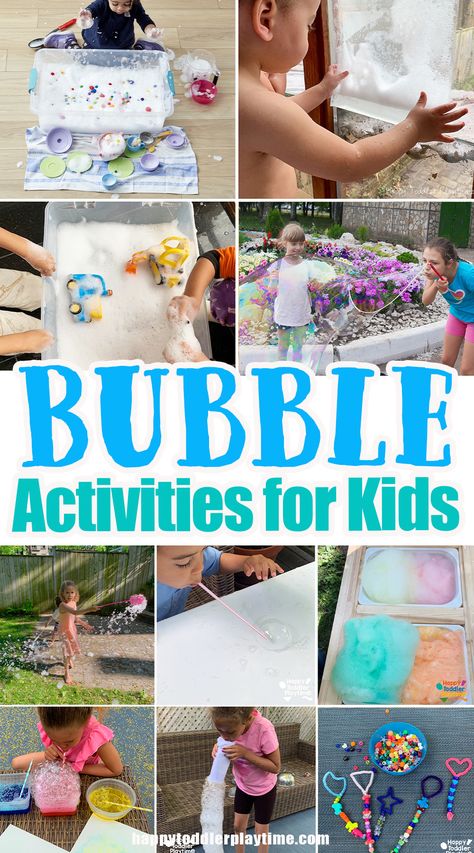 15 Bubble Activities for Kids - Happy Toddler Playtime Bubble Activities For Kids, Activities For Older Kids, Cutting Activities For Kids, Bubble Activities, Summer Preschool Activities, Cutting Activities, Gross Motor Activities, Kid Projects, Fun Fall Activities