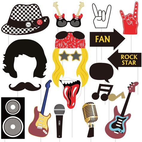 PRICES MAY VARY. 🎶Rock and roll party decorations -18 pcs in one pack, including mustache, hats, guitars, glasses, phonograph, microphone, headdress, blackboard signs, mouth, stars, and so on. 🎶Durable Material-Rrockstar party photo booth props made of high-quality cardboard, not easy to break or bend, durable, and reusable. 🎶Ideal party supplies-Pperfect for Rock n Roll party, jazz music rock party, 50's birthday party, wedding, bridal shower, bachelorette party, party games, anniversary, br Punk Rock Birthday Party, Rock Bachelorette Party, Born 2 Rock Birthday Party, Rock Themed Birthday Party, Rock And Roll Bachelorette Party, Rock N Roll Birthday Party, Rock Party Decorations, Rock And Roll Theme Party, Rock Birthday Party