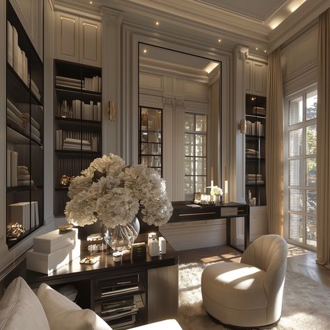 Instagram Classic Office Design Luxury, Neoclassical Interior, Dream Life House, Front Office, غرفة ملابس, Mansion Interior, Dream House Interior, House Room, Villa Design