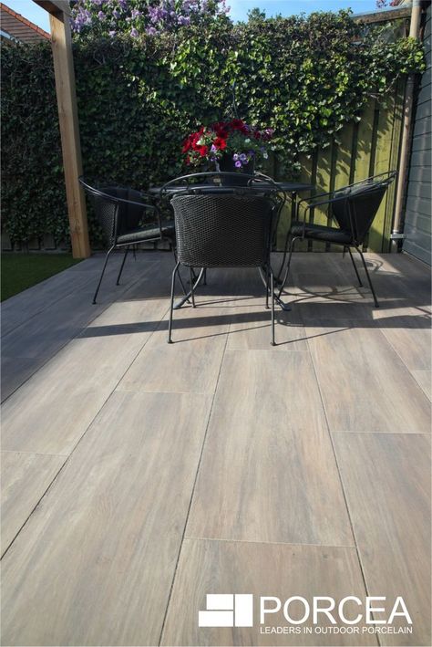 Wood-Effect Porcelain Tiles for Captivating Outdoor Landscapes	Create Captivating Outdoors with Wood-Effect Porcelain Wood Patio Flooring Ideas, Tiled Patio Ideas, Porcelain Tile Patio, Outdoor Wood Tiles, Outdoor Tiling, Tiles For Outdoor, Spa Tile, Wood Effect Porcelain Tiles, Patio Floor