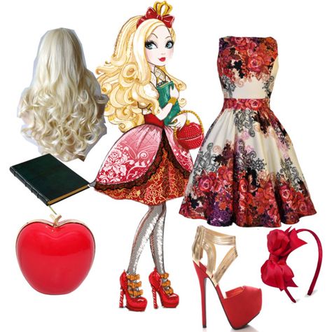 ever after high outfits | fashion look from February 2015 featuring vintage tea dress, red ... Ever After High Outfits, Ever After High Characters, Princess Inspired Outfits, Characters Outfits, Vintage Tea Dress, Monster High Clothes, High Characters, Disney Inspired Fashion, Character Inspired Outfits