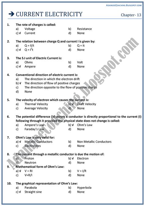 Adamjee Coaching: XII Physics MCQS - Current Electricity Current Electricity Formula, Physics Electricity, Electricity Physics, Current Electricity, Neet Notes, Study Blog, Chemistry Basics, Physics Lessons, Learn Physics