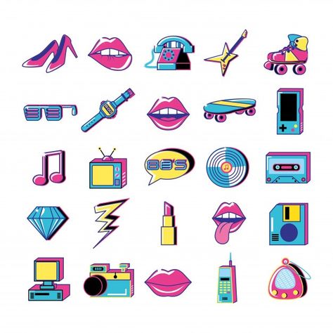 90s Pop Art, Retro Color Palette, Pop Art Fashion, Pop Illustration, Music Drawings, Colorful Paintings Acrylic, Pop Stickers, Music Illustration, Pop Art Illustration