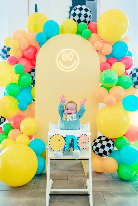 Fun To Be 1 Birthday Theme, So Much Fun To Be One, One Happy Dude Colorful, Fun To Be One Birthday Theme, Smiley 1st Birthday, Smile First Birthday, One Is Fun Birthday Party Boy, Smiley One Birthday, Colorful First Birthday Boy