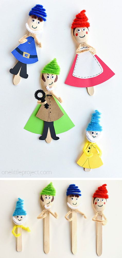 Spoon Puppets, Wooden Spoon Puppets, Sherlock Gnomes, Theatre Crafts, Diy Christmas Treats, Wooden Spoon Crafts, Puppets For Kids, Puppets Diy, Halloween Paper Crafts