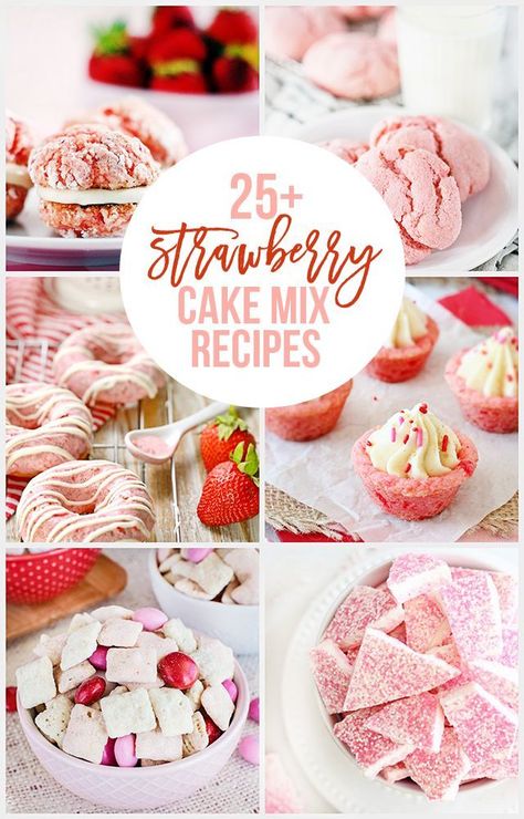 Strawberry Cake Mix Recipes, Strawberry Items, Donuts Cake, Strawberry Ideas, Strawberry Cake Easy, Recipes Strawberry, Cake Mix Desserts, Strawberry Festival, Dessert Cookies