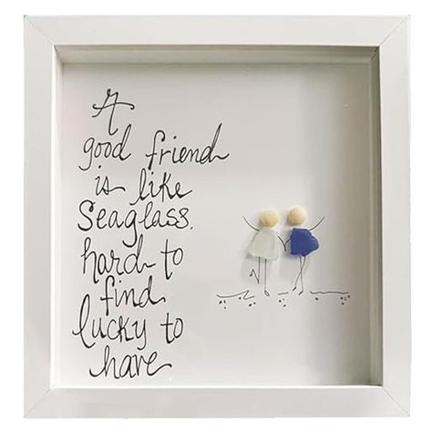 PRICES MAY VARY. 【Friendship Sea Glass】I sincerely believe that friendship is priceless, and our friendship sea glass is a treasure that reflects the essence of true friendship. Each piece of sea glass is unique, just like every friendship has its own unique story and memories. It is also a unique present for friends, lovers, mothers or fathers. 【High-quality Craftsmanship】It is a blessing to have a good friend, and this beautiful piece is made of real sea glass, symbolizing the beauty and power Sea Glass Craft Ideas, Sea Glass Butterfly, Sea Shells Art, Seagrass Art, Diy Friendship Gifts, Seaglass Projects, Pebble Art Friends, Beach Glass Projects, Sea Glass Card