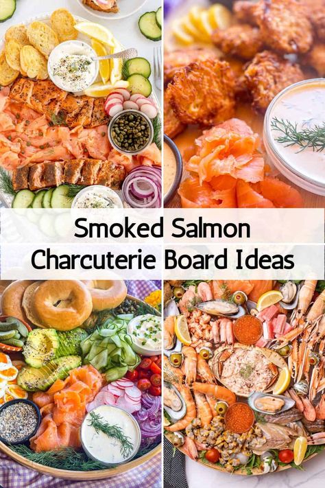 Here's your handy guide to 6 spectacular charcuterie boards featuring smoked salmon. Perfect for breakfast, brunch, lunch or dinner. Pin this one to your favorite board today! Smoked Salmon Charcuterie Board, Smoked Salmon Charcuterie, Salmon Charcuterie Board, Salmon Charcuterie, Salmon Snack, Smoked Salmon Platter, Smoked Salmon Breakfast, Salmon Platter, Smoked Salmon Appetizer