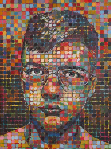 Chuck Close Paintings, Chuck Close Art, Square Drawing, Drawing Portraits, Chuck Close, 8th Grade Art, Mosaic Portrait, Art Assignments, Ap Studio Art