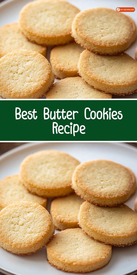 Try the Best Butter Cookies Recipe! Buttery, soft, and topped with sugar, these cookies are a crowd-pleaser every time. Old Fashioned Butter Cookies, Cps Butter Cookie Recipe, Soft Cookies Recipes, Best Butter Cookie Recipe Ever, Butter Sugar Cookie Recipe, Soft Butter Cookies Recipe, Butter Biscuit Recipe, Butter Cookies Recipes, Best Butter Cookies