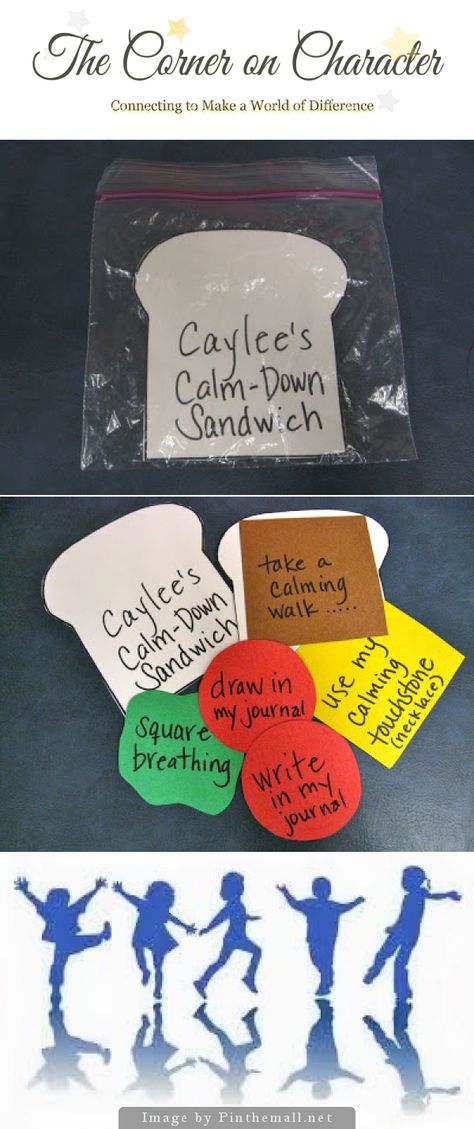 Strategy Sandwiches - Today I'm excited about sandwiches! Not real sandwiches, I'm excited about the strategy sandwich. I made a Calm Down sandwich for a student, who comes at lunch to practice calm-down strategies. The ingredients represent the things that we've talked about trying when the worries start to overwhelm. We put it in a zipper sandwich bag and she tucked it in her lunch kit. Social Skills Classroom Decor, Special Education Activities Middle School, Social Emotional Centers, Emotionally Disturbed Classroom, Emotion Regulation Activities For Kids, Self Regulation Activities For Kids, Emotional Regulation Activities For Kids, Mindful Thinking, Calm Down Kit