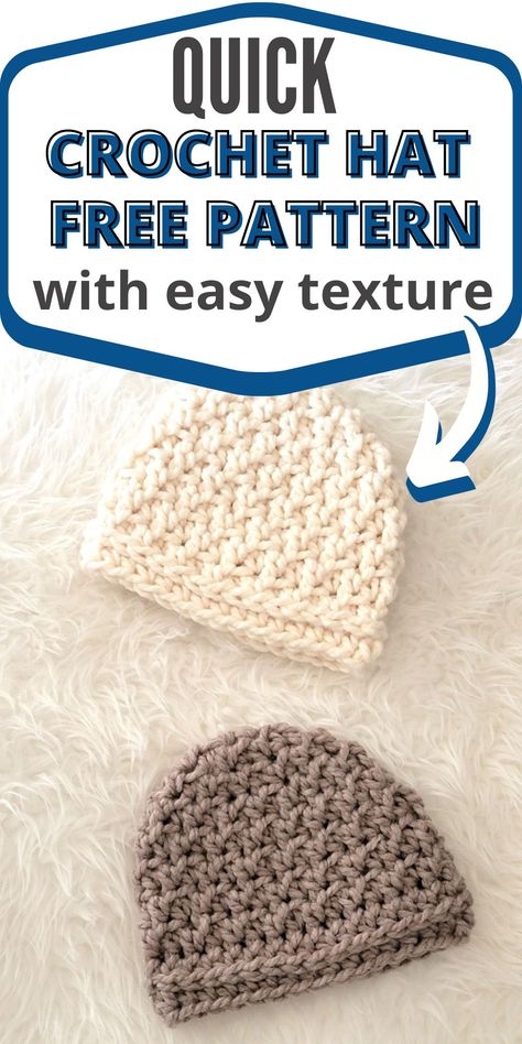 Crochet Easy Hat Bulky Free Pattern, Crochet Beanie Baby Hat, Free Crochet Chunky Hat Pattern, Crochet Hat Pattern Chunky, Crochet Baby Caps Free Pattern, Free Crochet Baby Hats Patterns, Free Baby Crochet Hat Patterns, Crochet Beanie Hat Pattern, Premie Crochet Hat Pattern Free