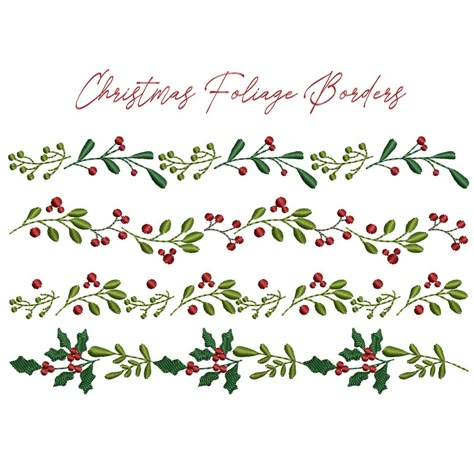 4 Christmas Borders for Machine Embroidery Mistletoe Holly - Etsy Christmas Borders, Christmas Ceramics, Christmas Border, Holiday Floral, Border Embroidery, Flower Border, Christmas Embroidery, Christmas Floral, The Design Files