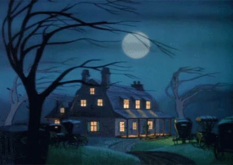 Haunted House GIF - HauntedHouse Creepy Cartoon - Discover & Share GIFs Spooky Landscapes, Halloween Gifs, The Legend Of Sleepy Hollow, Scream Halloween, Image Halloween, Legend Of Sleepy Hollow, Casa Halloween, Creepy Houses, Ghost House