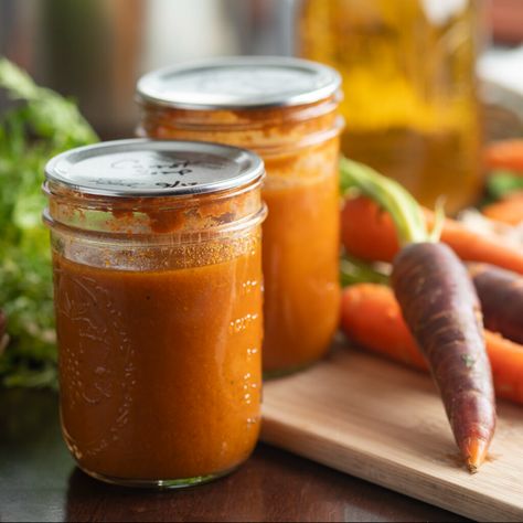 Canning Carrots Recipes, Canning Diva, Canning Carrots, Roasted Carrot Soup, Canned Carrots, Shaved Parmesan, Soup In A Jar, Quick Healthy Lunch, Canning Recipe