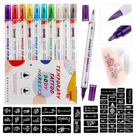 Body Markers, Tattoo Markers, Stencils For Kids, Large Temporary Tattoos, Rotary Tattoo, Diy Tattoo, Large Tattoos, Tattoo Kits, Real Tattoo