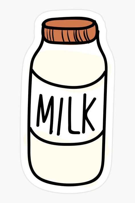 Bottle of milk isolated on transparent background | premium image by rawpixel.com / sasi Cute Food Stickers, Stiker Macbook, Milk Aesthetic, Milk Sticker, Bottle Of Milk, Food Sticker, Preppy Stickers, Homemade Stickers, Cute Laptop Stickers