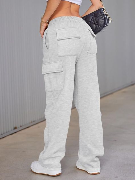 AUTOMET Womens Grey Cargo Sweatpants Wide Leg Fleece Lined Y2k Athletic Cute Pants for Women Fall Winter Baggy Joggers with Pockets Grey Cargo Sweatpants, Sweatpants Wide Leg, Baggy Joggers, Cargo Sweatpants, Cute Pants, Wide Leg, Sweatpants, Fall Winter, Pants For Women