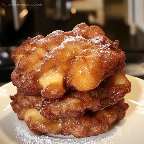 Big Apple Fritters are crispy on the outside, soft on the inside, filled with fresh apples, and either coated in cinnamon sugar or drizzled with glaze. Perfect for a sweet snack or dessert. Big Apple Fritters, Candy Cheesecake, Italian Christmas Cookie Recipes, Mini Key Lime Pies, Soft Cookie Recipe, Fall Recipes Pumpkin, Banana Pudding Cheesecake, Fritters Recipe, Chocolate Oats