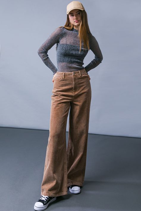 A corduroy pant featuring front closure, side pockets, wide leg and back pockets This season, make a statement in How Dare You Corduroy Pants. Crafted from luxuriously soft corduroy, these pants feature a front closure, side pockets and a wide leg cut that allows for maximum movement and comfort. Finer details include back pockets, adding a touch of sophistication to your look. Wear these pants to unlock a new level of class and style. Details Self : 75% Cotton 25% Polyester Size & Fit - Model i Regulus Black Clothes Aesthetic, Black Courdory Pants Outfit, Maroon Corduroy Pants Outfit, How To Style Corduroy Pants, Beige Corduroy Pants Outfit, Brown Courdory Pants Outfit, White Corduroy Pants Outfit, Brown Corduroy Pants Outfit, Corduroy Outfits