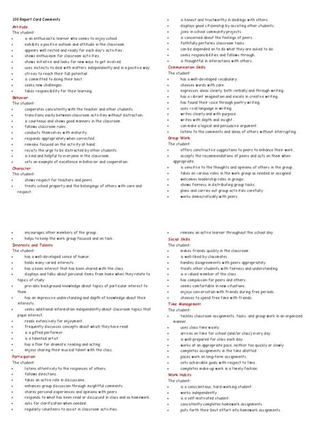 comments report cards Needs Improvement Report Card Comments, Positive Report Card Comments For Kindergarten, Preschool Report Card Comments Kids, Report Card Comments For First Grade, Teachers Comments For Report Cards, Positive Remarks For Report Cards, Preschool Progress Report Comments, Report Card Comments For Preschoolers, Preschool Report Card Templates