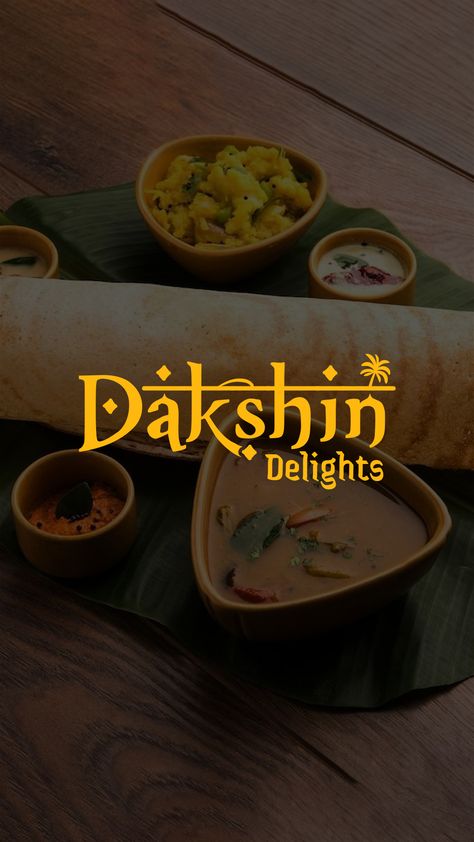 Create a unique and memorable brand identity for "Dakshin Delights," a South Indian restaurant that offers authentic and flavorful dishes inspired by the southern regions of India. The branding should reflect the rich cultural heritage, vibrant traditions, and warm hospitality of South India. South Indian Restaurant Logo, Indian Restaurant Logo, Indian Branding, Indian Logo Design, Hospitality Logo, South Indian Restaurant, Spice Kitchen, Logo Reference, Indian Logo