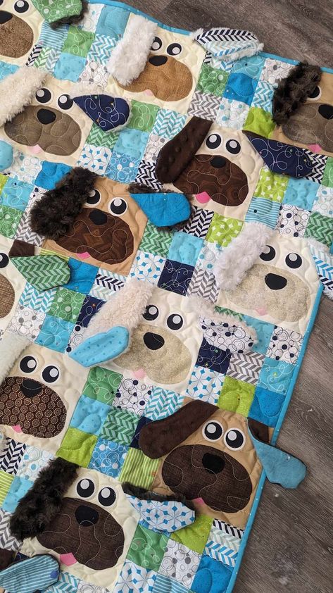 PAPER Puppy Kisses Quilt Pattern by Slice of Pi Quilts baby Quilt, Dog, Puppies, Cute Quilt Pattern - Etsy Fabric Dog Pattern, Dog Quilts Patterns Free, Puppy Quilt Patterns Free, Baby Blanket Quilt Ideas, Embroidery Quilts Ideas, Simple Quilt Patterns For Beginners, Baby Quilt Patterns Easy Free Simple, Kids Quilts Ideas, Dog Quilt Patterns Free