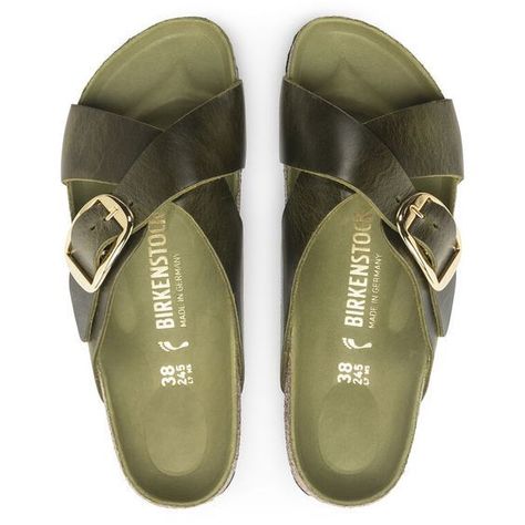 Women's Siena Big Buckle Oiled Leather Olive Green Two-Strap Sandals Fall Shoe Trend 2024, Green Birkenstock, Birkenstock Siena, Comfortable Women's Shoes, Fall Shoe, Urban Shoes, Shoe Trend, Shabby Chic Clothes, Trending Womens Shoes