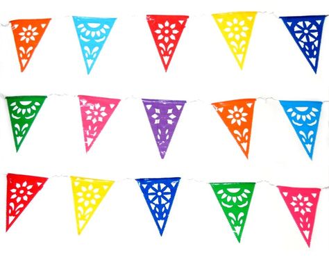 Triangle Plastic Mexican Banner- Multicolor Things To Do Crafts, Mexican Banner, Picado Banner, Day Of The Dead Wedding, Dragons Love Tacos, Triangle Banner, Mexican Party Decorations, Banner Size, Fiesta Decorations