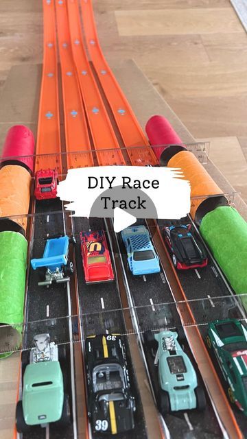 Melissa Kate on Instagram: "DIY Race Track 🏎️🏁 follow @bymelissakate for more fun car and monster truck activities. Save and share this video with a friend!  We saved more than $100 on a downhill race track toy by making it ourselves (check my stories for the one I’m talking about)! And WOW, this one is seriously awesome and still being used by my 3 and 1 year old every day. We’ve made jumps and had a scoreboard on which cars were the fastest.   It has three levels that you can release the rulers from to let the cars go and can be used with monster trucks too. I added hot wheels tracks and road tape but they're not necessary to make this activity work.   #kidsactivities #toddlermom #kidsactivityideas #kidsactivity #toddleractivity #racetrack #diy #toddleractivityideas #toddlerplay #boymo Diy Hotwheels Racetrack, Hotwheels Race Track, Toy Cars Organization, Monster Truck Race Track Diy, Hot Wheel Tracks Ideas, Hot Wheel Tracks Ideas Diy, Monster Truck Activities For Preschool, Diy Hotwheels Track, Diy Monster Truck Track