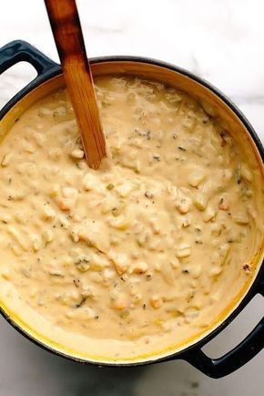 Vegan Creamy Cauliflower Wild Rice Soup Cauliflower Wild Rice, Healthy Vegan Dessert, Creamy Cauliflower, Cream Of Celery Soup, Wild Rice Soup, Vegan Soups, Rice Soup, Vegan Soup, Wild Rice