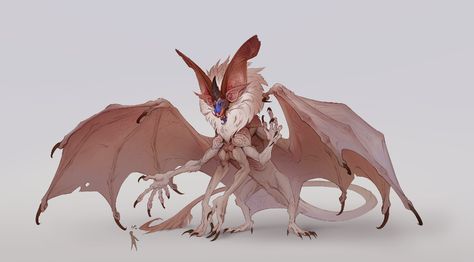 ArtStation - Bat God and Piranha Dog Bat Character Design, Fantasy Faction, Bat Dog, All Godzilla Monsters, Bat Art, Creature Artwork, Vampire Bat, Monster Concept Art, Creature Drawings